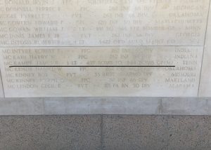 James B McKamey’s name on the wall of missing soldiers.