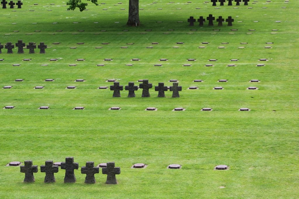 5 tombstones standing in the German memorial