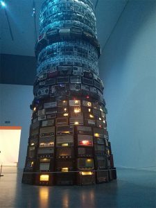 An art piece at the Tate Museum made with antique radios, some of which that actually play